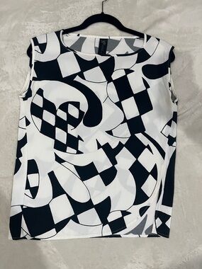 Zero + Maria Cornejo Black & White Abstract Print Sleeveless Top